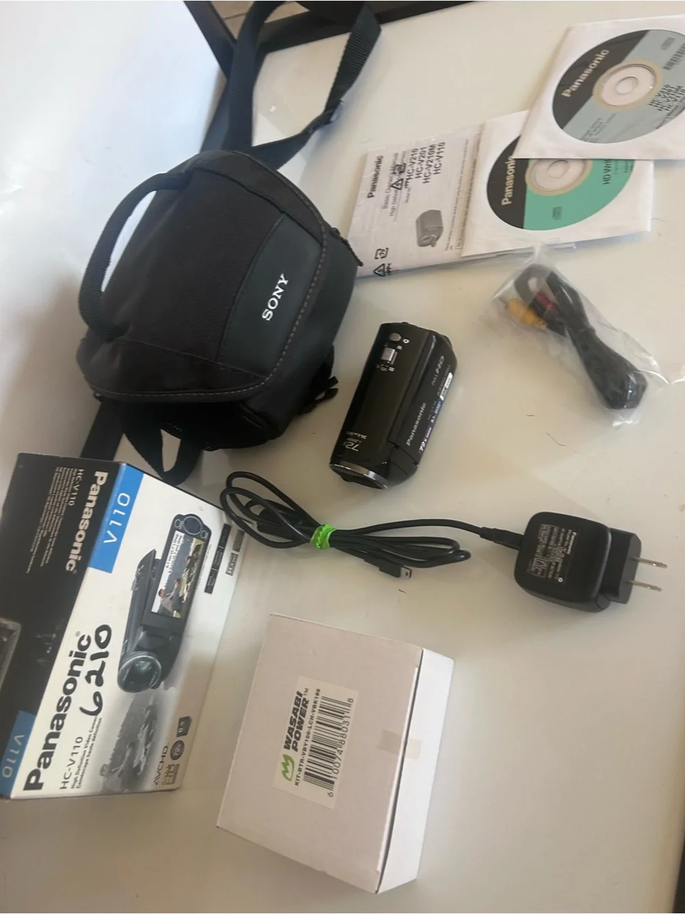 Panasonic HC-V110 Handheld High Definition Camcorder Charger 2x Batteries Case